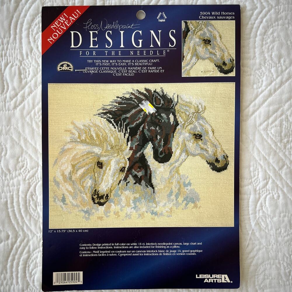 Floss Needlepoint Designs for the‎ Needle Printed Canvas Wild Horses 5904